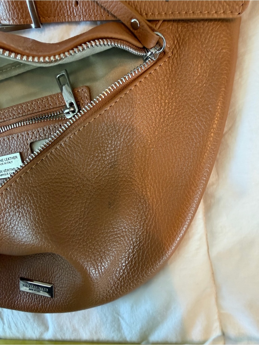 Genuine Viola Castellani leather chest bum sling bag crossbody - Picture 6 of 9